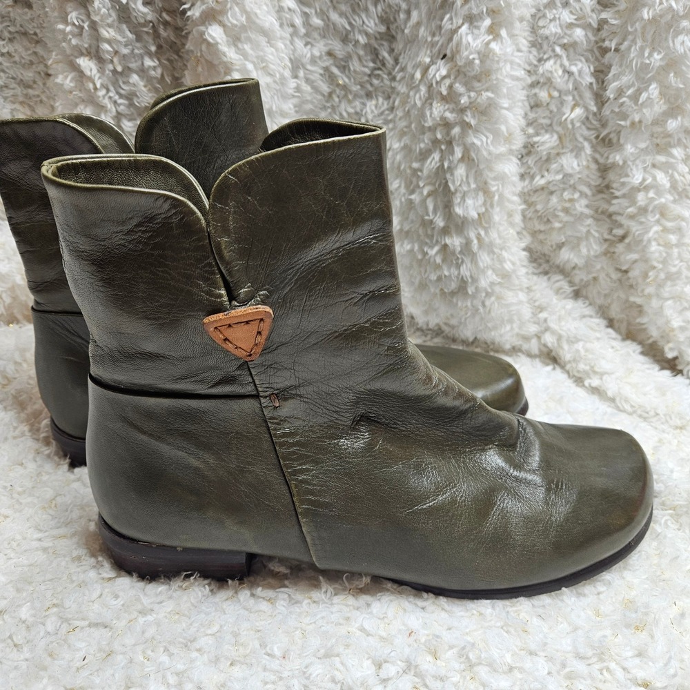 Everybody by B.Z. Moda Dark‎ Green Leather Fur Lined Ankle Boots sz 39